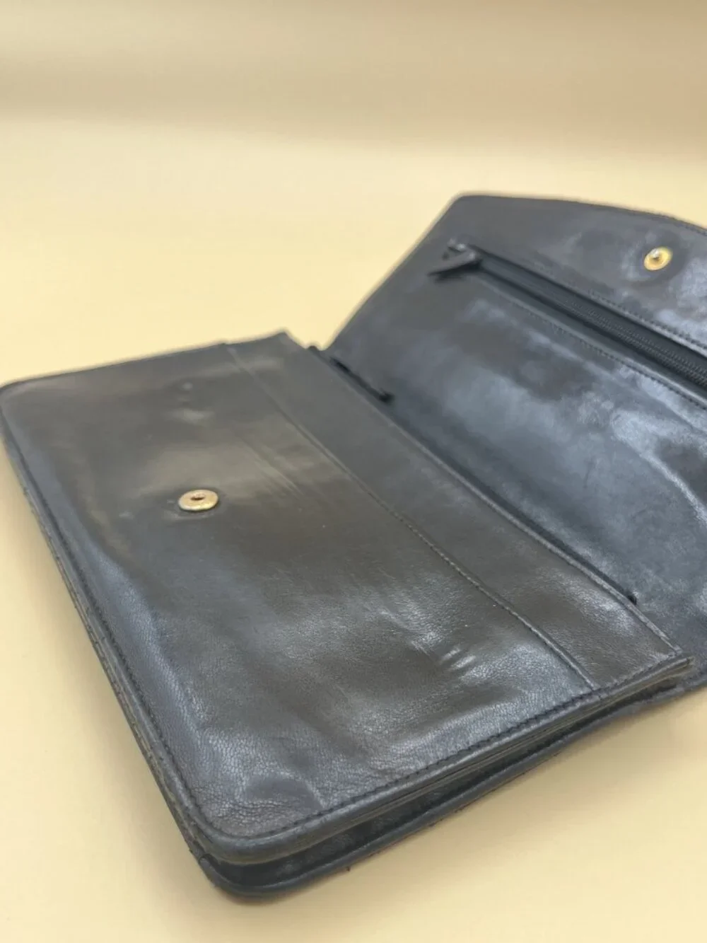 Chanel Timeless CC Long Flap Wallet Black Lambskin Leather with Authenticity Car